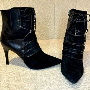 Nine West Black Leather and Suede Women's Ankle Boots